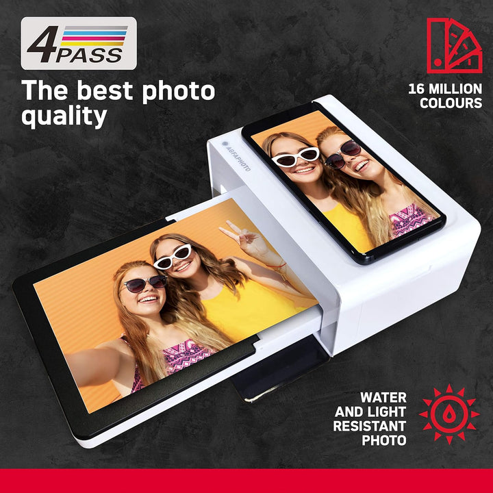 Agfaphoto Fotodrucker 10x15 cm Realipix Moments | Bluetooth Fotodrucker für Smartphone Apple Android