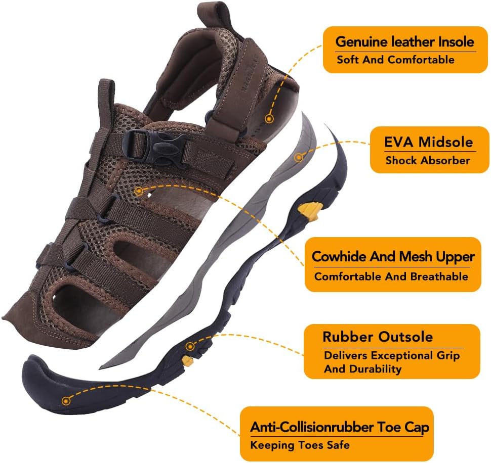 MGGMOKAY Herren Trekkingsandalen Outdoor Sportsandalen Sommer Sport Wandersandalen Verstellbaren Ges