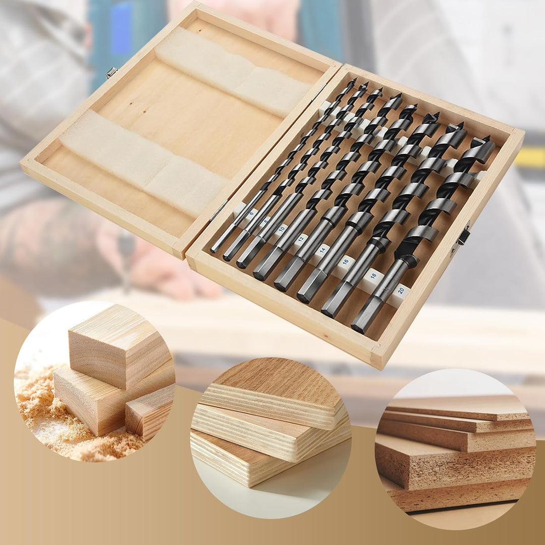 8 Stück Schlangenbohrer Set, Holzbohrer Lang Set Kohlenstoffstahl Schlangen-Bohrer Satz Kunstbohrer