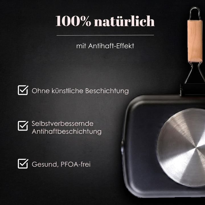 WECOOK! Ecostone Grillpfann Induktion Gewellt, 34 x 24 cm, Antihaftbeschichtung ILAG Ökologisch PFOA