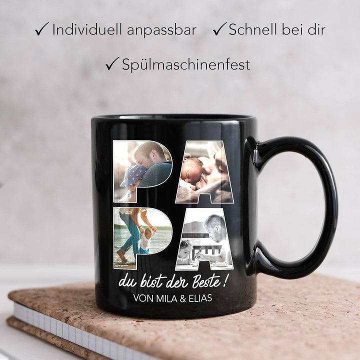 Kiddle-Design Papa Tasse Personalisiert mit Foto Geschenk Geburtstag, Vatertagsgeschenk Fototasse mi