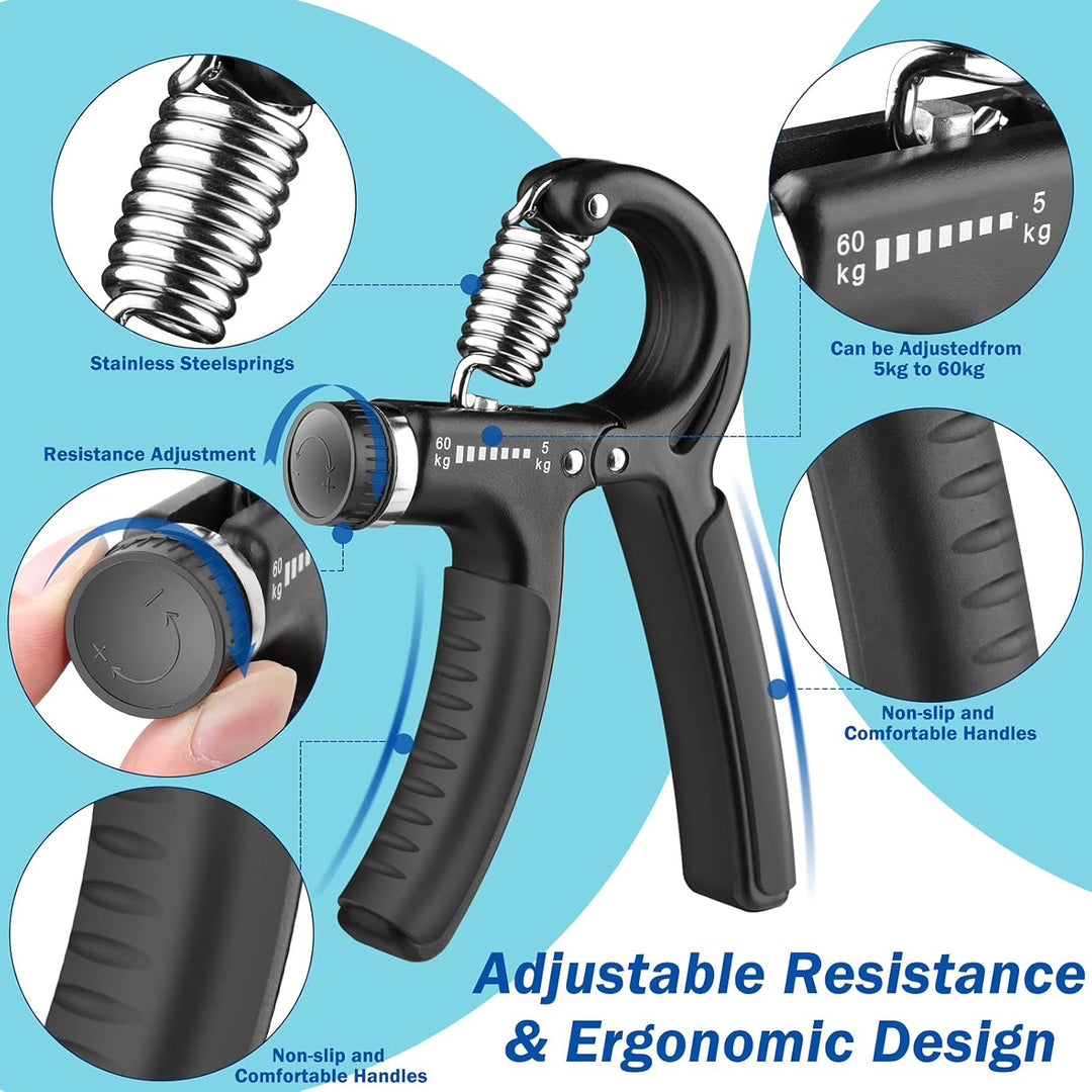 AIXPI Handgriffstärker, Griffkrafttrainer mit verstellbarem Widerstand, 5-60 kg, Unterarmstärker, Ha