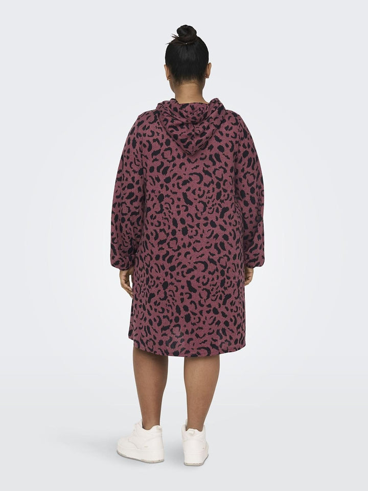 ONLY Carmakoma Damen Caralba Ls Hood Knee Dress JRS Kleid XL Grosse Grössen Black/Aop:graphic Humus,