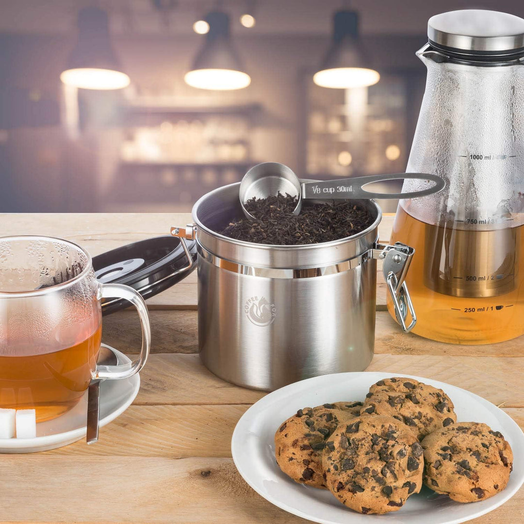 Vakuum Kaffeedose Teedose Vorratsdose - Vorratsbehälter Vakuumdose mit Aroma-Deckel Luftdicht Gross