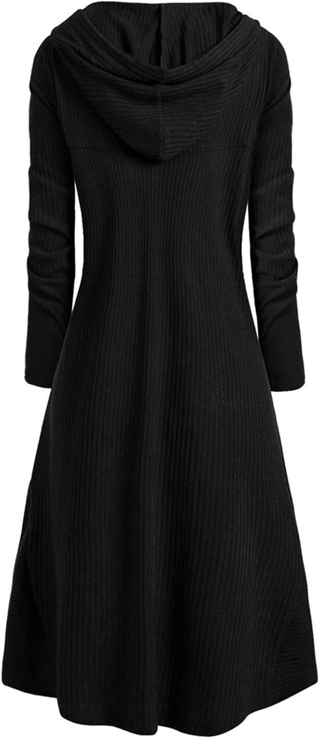 Lange Umhang mit Kapuze DamenVintage Einfarbig Poncho RobeHalloween KostümLeichte TrenchcoatWinddich