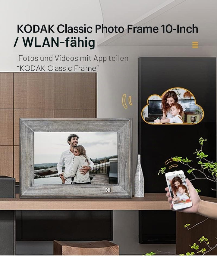 KODAK RCF-1013W Digitaler Bilderrahmen WiFi 10 Zoll IPS Touchscreen Grau