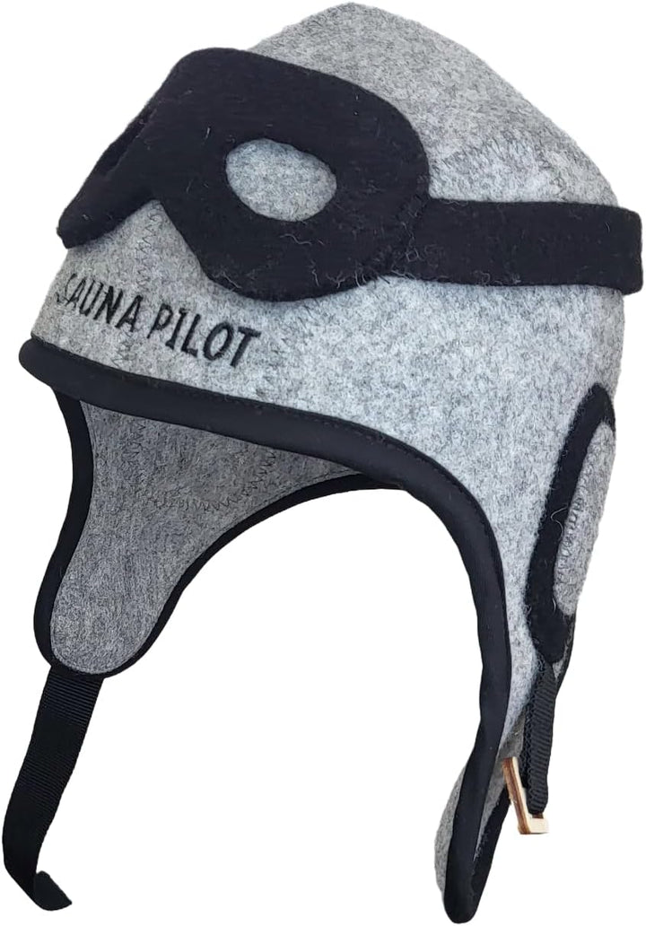REMOwool Saunahut aus 100% Wollfilz, Pilotenhelm, Bikerhelm, bestickt, um Ihren Kopf vor Hitze zu sc