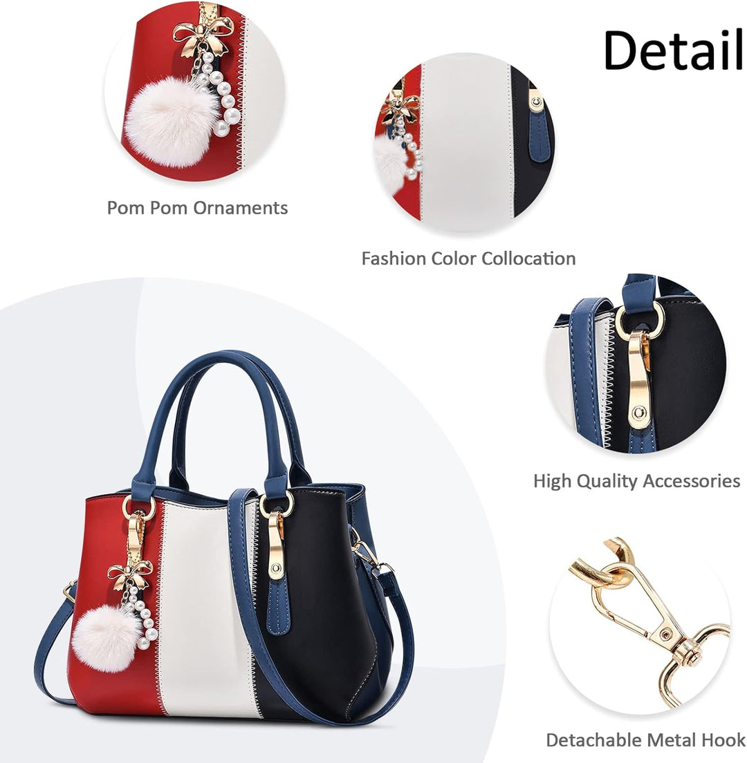 DORRISO Damen Handtasche Mode Pompons Anhänger Umhängetasche Elegantes Casual Reise Handtasche Fraue