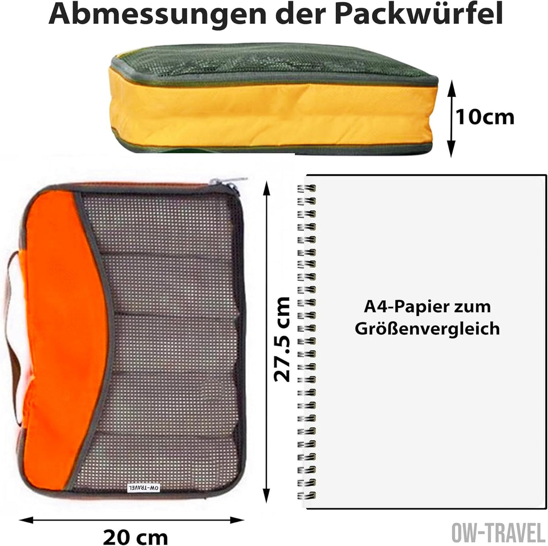 OW-Travel Koffer Organizer Set (4 Stück) Einfach zu Organisierende Packtaschen für Koffer. Packwürfe