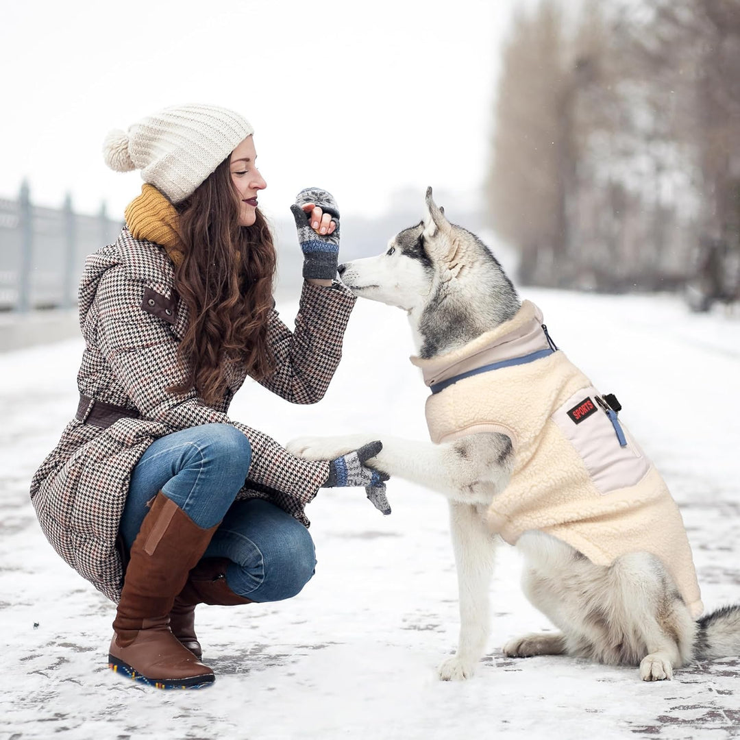 FEimaX Warme Hundemantel Winddichte Haustier Winter Fleece Hundejacke Winterweste mit D-Ring Hundekl
