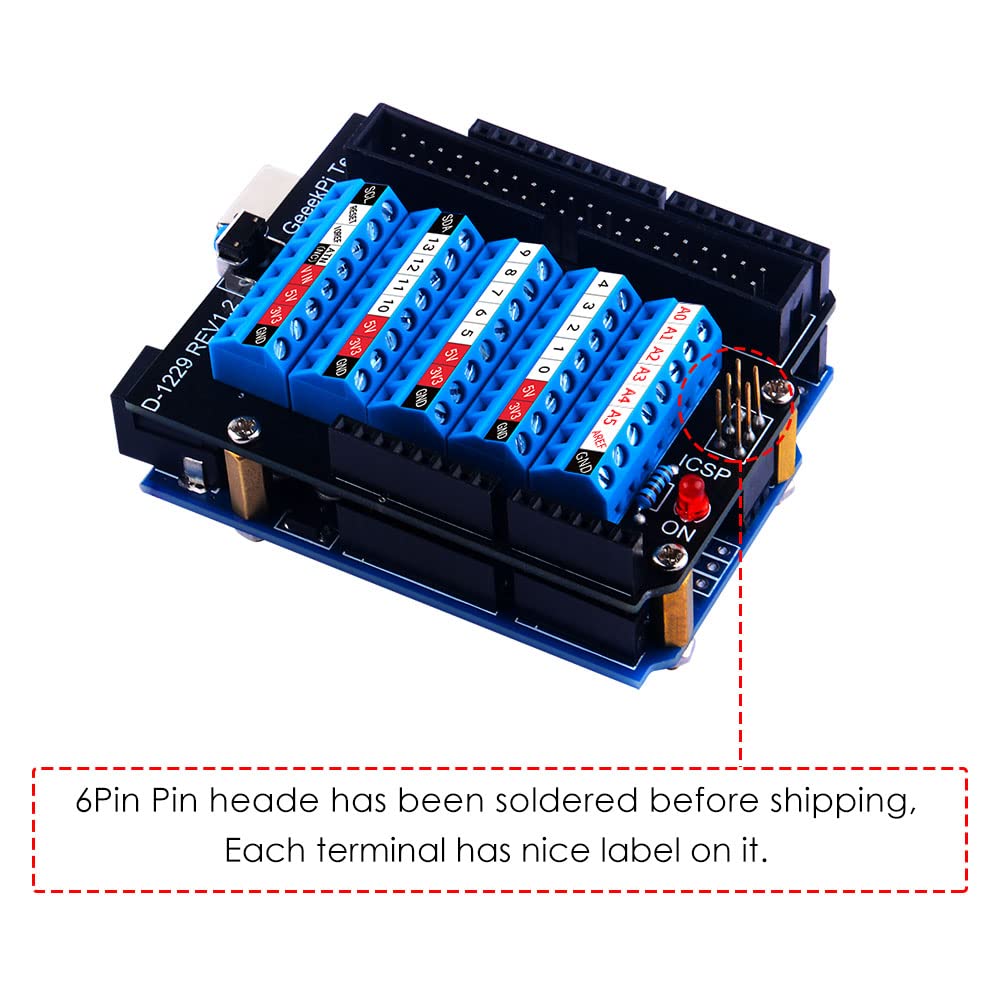GeeekPi Screw Terminal Hat für Arduino UNO, GPIO Screw Terminal Block Breakout Module mit Horn Socke