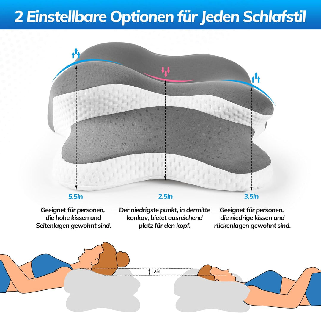 Orthopädisches Kissen, Memory Foam Kissen, Ergonomisches Kopfkissen Vermindert Nackenschmerzen, Kopf