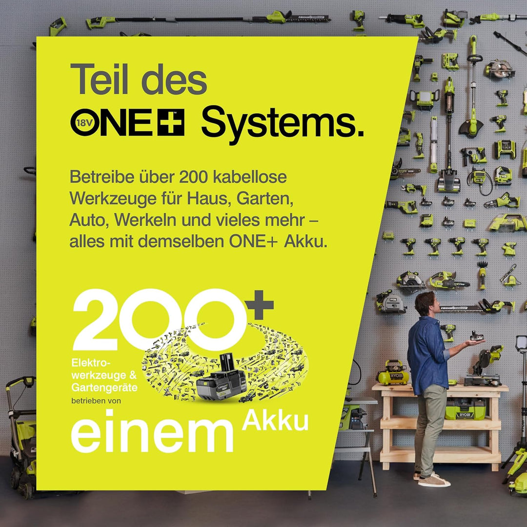 RYOBI 18 V ONE+ Akku-Universalstreuer OSS1800 (4 Liter Tank, Streubreite einstellbar (2,5 bis 3,5 m)