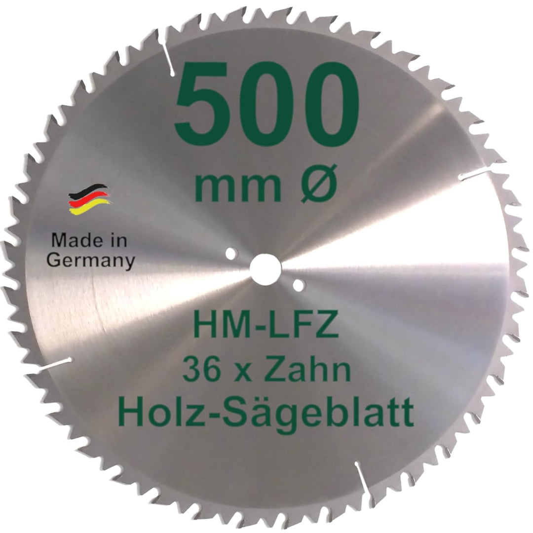 HM Sägeblatt 500 mm LFZ Flach-Zahn Hartmetall Widea für Brennholz Hartholz Kreissägeblatt für Wippsä