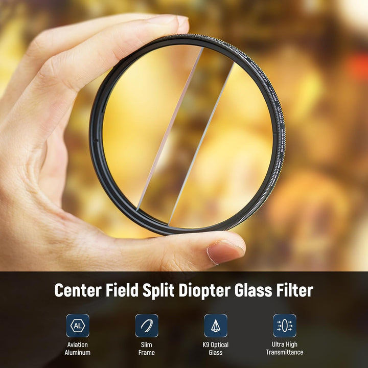 NEEWER 67mm Mittelfeld Geteilte Dioptrien Effektfilter, Kamera Linearprisma K9 optischer Glasfilter