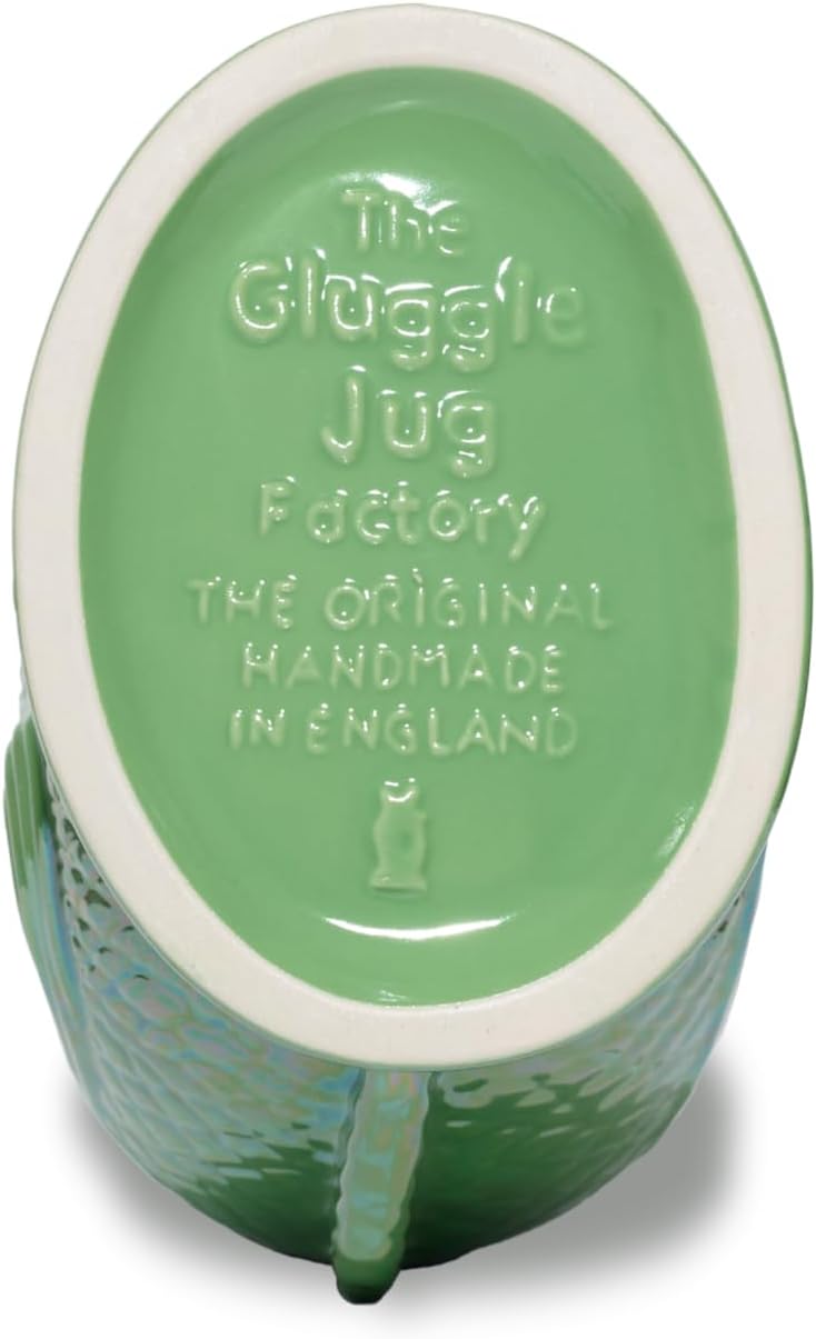 Karaffe XL Apfelgrün schimmernd – 1,2 l – Original Gluggle Jug aus England – Wasserkrug mit Glucker-