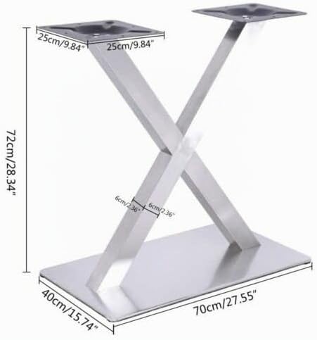 SHZICMY Tischbeine Metall Tischgestell Tischkufen X-Form Tischfuss Silber Edelstahl Untergestell Höh