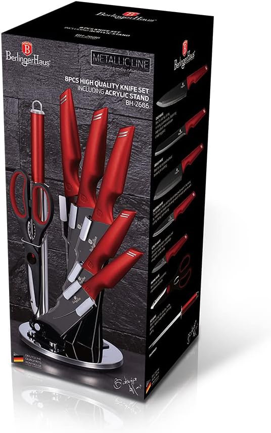 Berlinger Haus - BH/2686-8 Stcs Messer mit einem Acryl -Bordeaux -Unterstützung