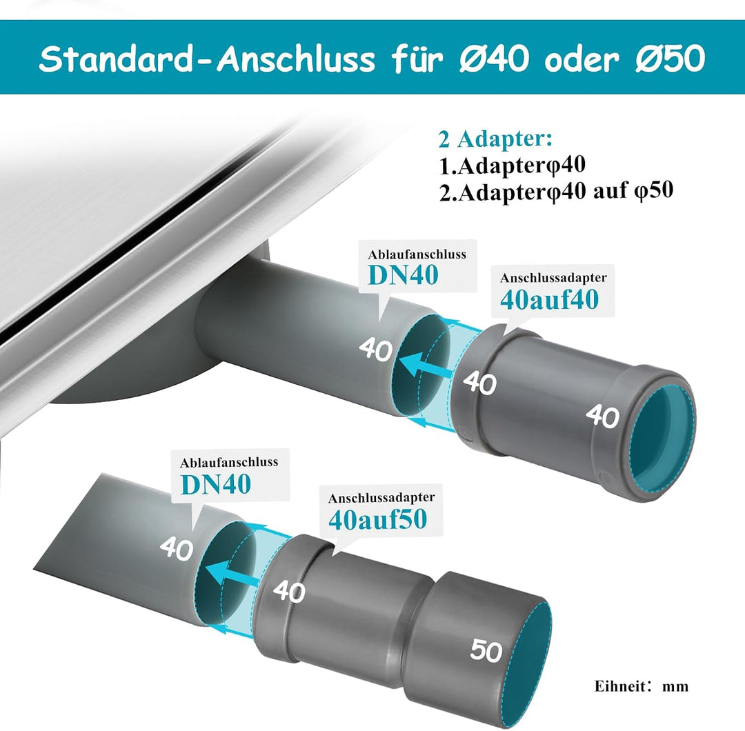 Duschrinne 80cm 304 Edelstahl Bodenablauf - 360° Siphon Befliesbar Duschablauf Extra Flach mit Geruc