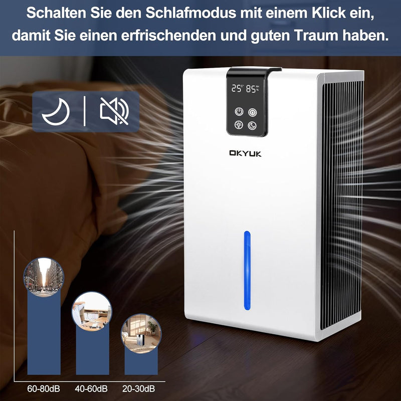 Luftentfeuchter Elektrisch 2700ml, Luftentfeuchter für Zuhause mit automatischer Abschaltung, 7-Farb