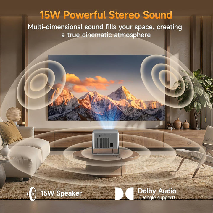 Alwtniet Beamer 4k Mit Google TV, Native Full Hd 1080p Mini Projector Heimkino Bluetooth WiFi Klein
