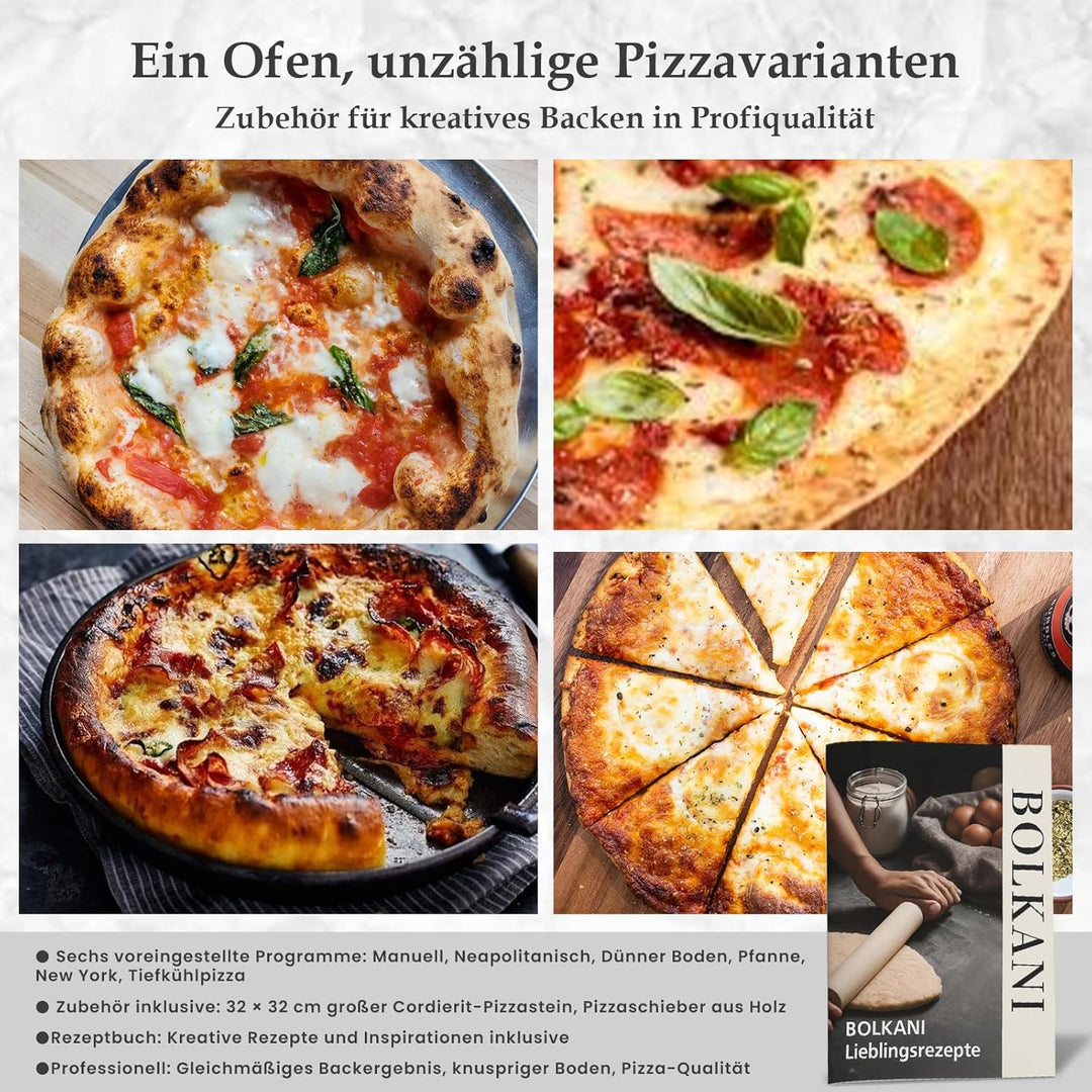 Pizzaofen Elektrisch Mit Pizzastein Für Backofen & Pizzaschieber - 450°C Elektrischer Pizza Ofen - E