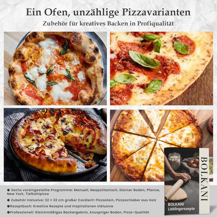 Pizzaofen Elektrisch Mit Pizzastein Für Backofen & Pizzaschieber - 450°C Elektrischer Pizza Ofen - E
