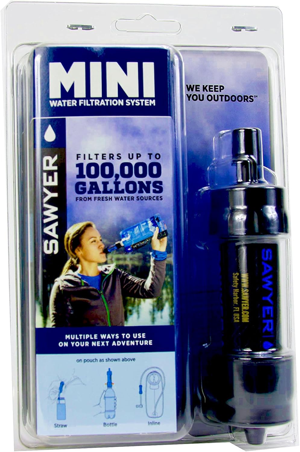 Sawyer Mini PointONE Wasserfilter Outdoor Notversorgung enfernt 100% Mikroplastik und 99,99999%* all