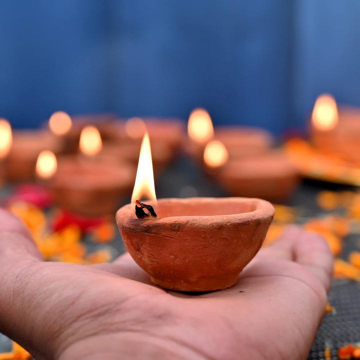 Natürlicher Ton, traditionelles Diwali Ke Diye | Erdton Diya | Mitti Ka Diva | Diyas für Pooja (12 S