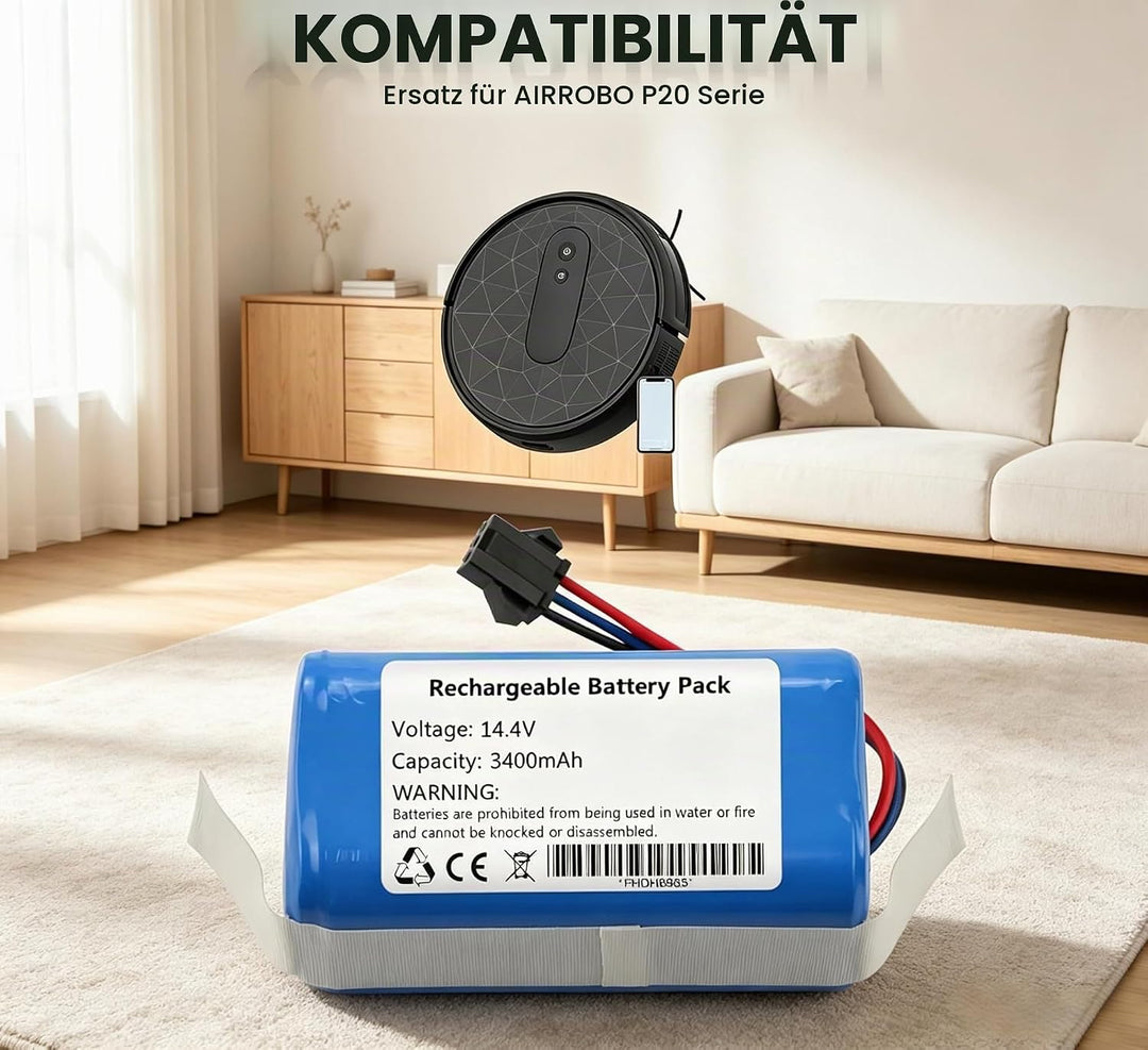 ANTIEE 3400mAh Ersatz Akku Kompatibel mit AIRROBO P20 Aspirapolvere RoboVac Home Vacuum Cleaner Heim
