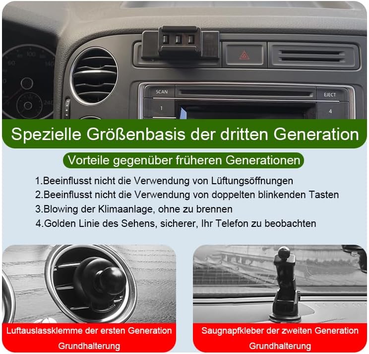 Auto Handyhalterung für Volkswagen Golf Auto Zubehör [Nur Kompatibel VW 2004-2014 Golf Plus &amp; 2014-2