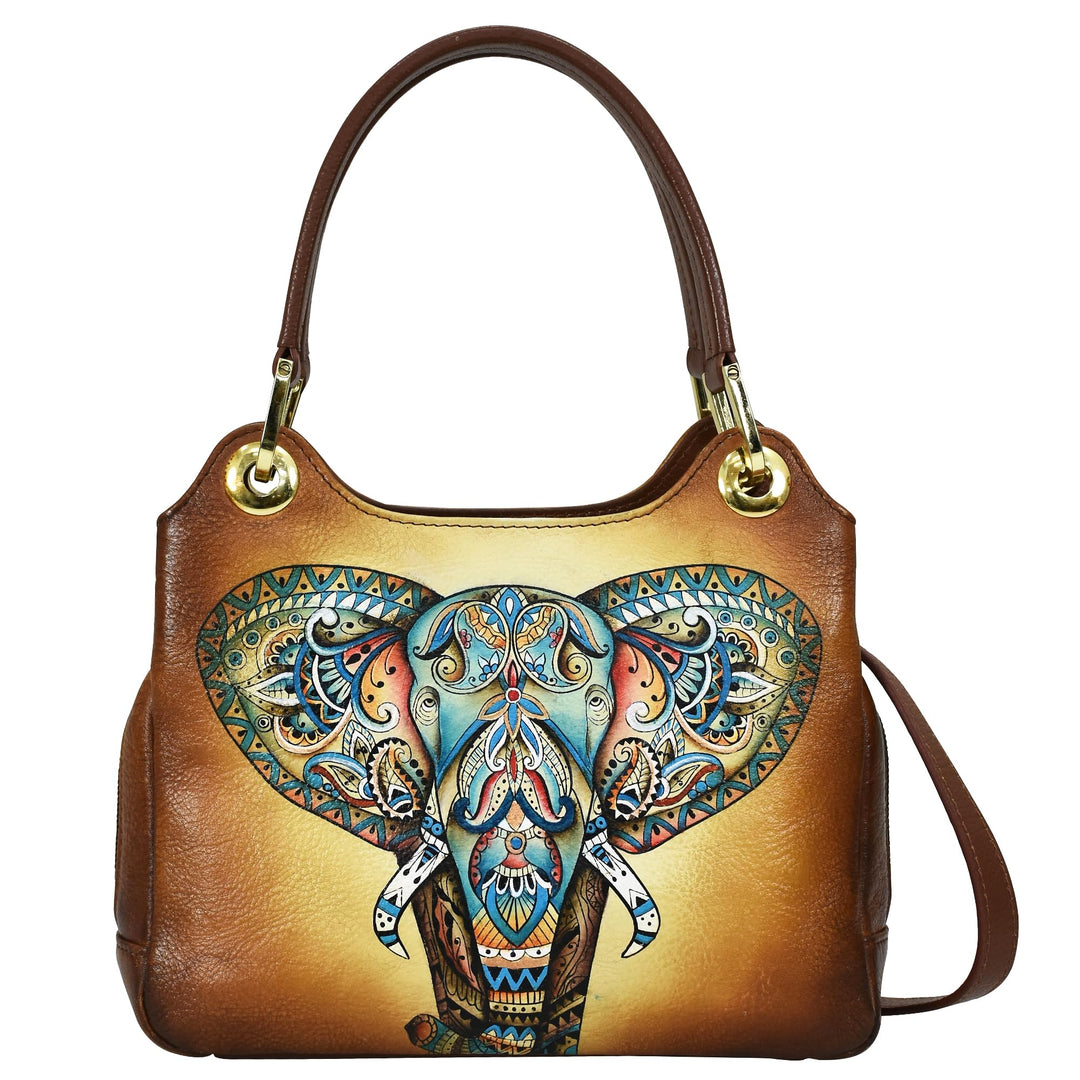 Anuschka Handbemalte Hobo aus Echtleder mit Kettenriemen Elephant Mandala, Elephant Mandala