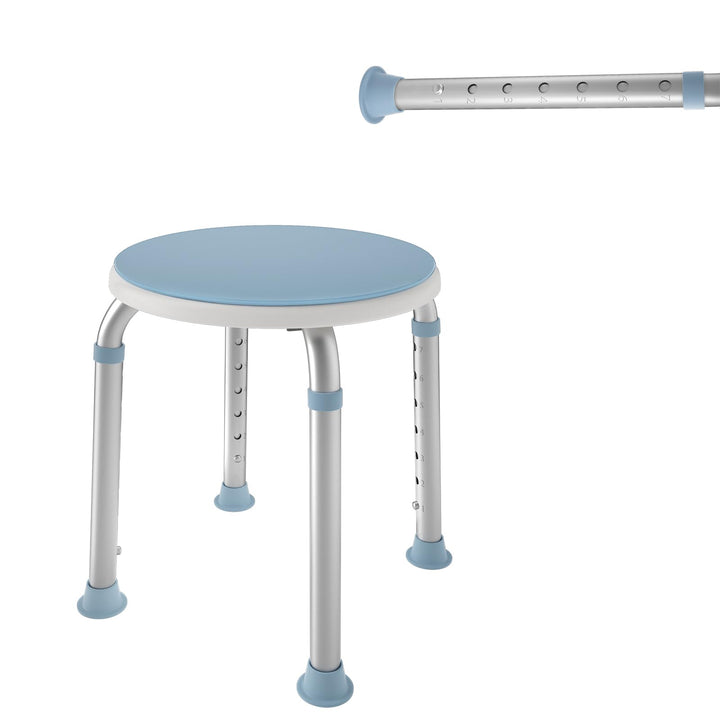 HENGMEI Anti-Rutsch Aluminium Duschhocker Höhenverstellbar Badhocker 360° Drehbar rund Duschstuhl Ba