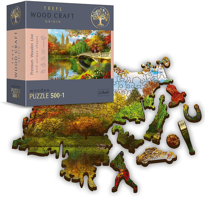 Trefl - Holzpuzzle, Central Park, Manhattan, New York - 500 + 1 Teile, Wood Craft, unregelmässige Fo