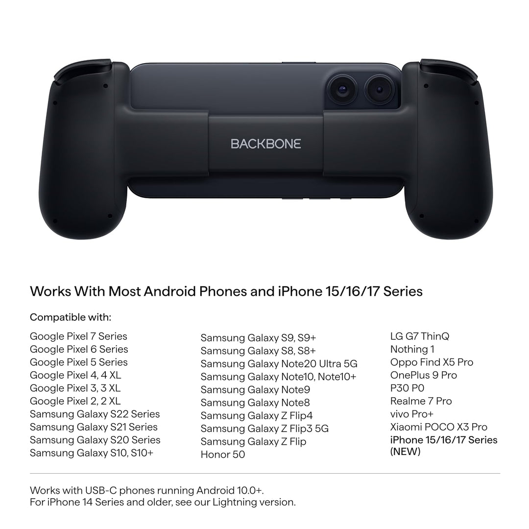 BACKBONE One Mobiler Gaming-Controller für das Android &amp; iPhone 15/16 Series (USB-C) - 2nd Gen - Ver