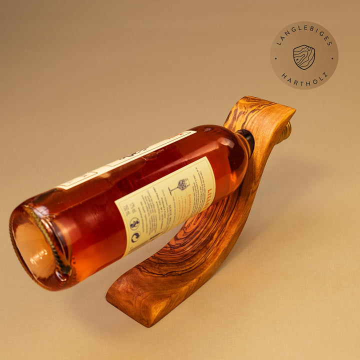 das Olivenholzbrett® Flaschenhalter aus Olivenholz/Weinständer Holz/Weinflaschenhalter/Flaschenhalte