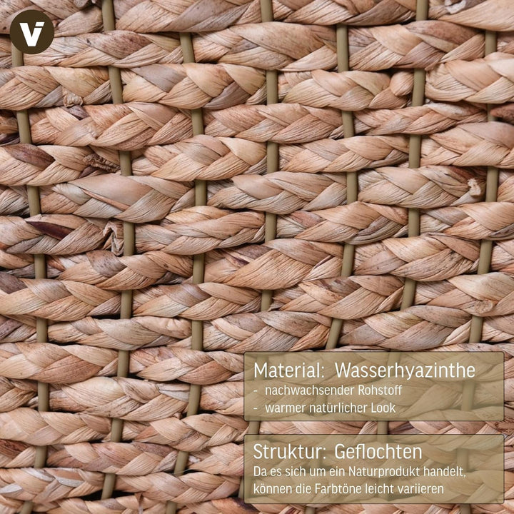 VIVANNO Wäschetruhe 'Lea' aus Wasserhyazinthe, Natürlich & Stilvoll, Gross, 84x45x45 cm, Vielseitig