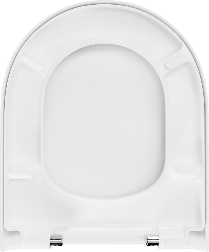 LUVETT® WC-Sitz D600 D-Form Weiss mit Absenkautomatik SoftClose, EasyClean (abnehmbar), Duroplast, e