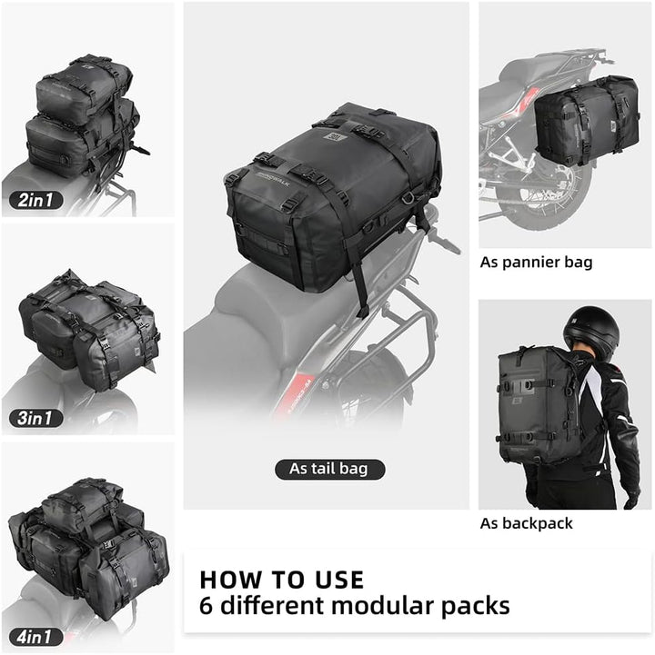 Rhinowalk Multifunktionale Motorradtasche Hecktasche Motorradgepäck 30L Motorradkoffer Satteltaschen