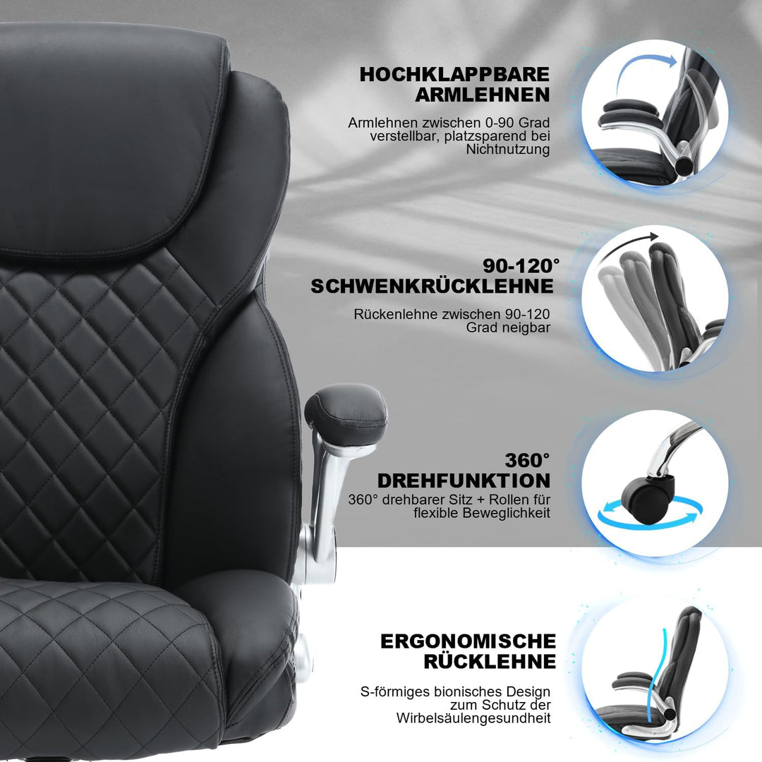 Bosmiller Bürostuhl Chefsessel 180kg Belastbarkeit Ergonomischer Bürostuhl Schreibtischstuhl mit Ver