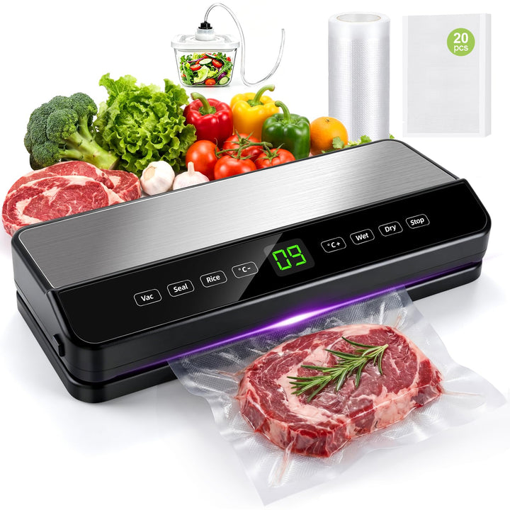 Vakuumiergerät für Lebensmittel, Automatisch Trocken- / Feucht Vakuumierer, Vacuum Sealer Machine mi