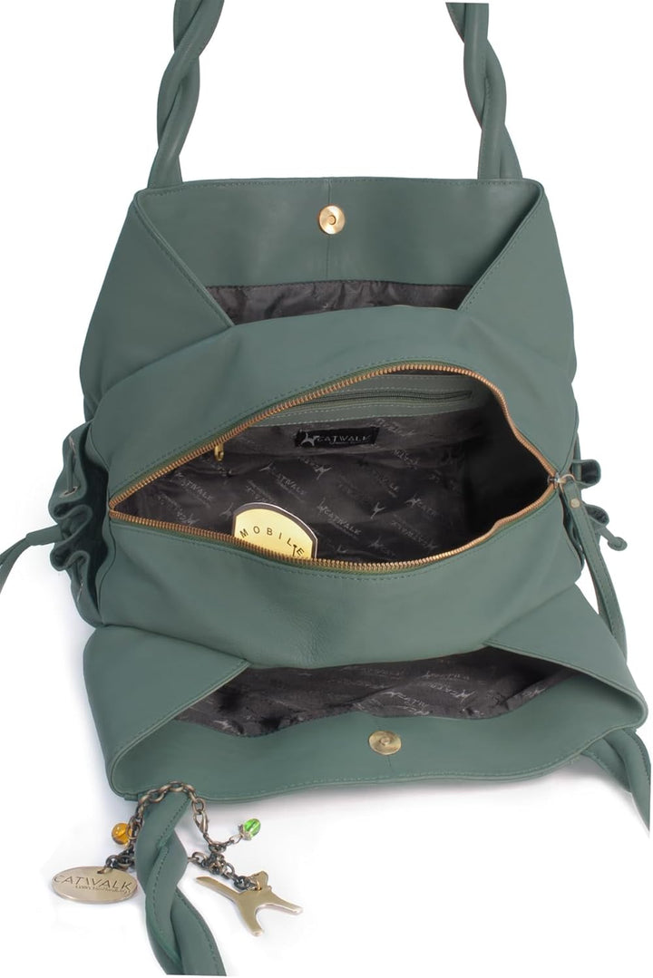Catwalk Collection Handbags - Leder - Umhängetasche/Shopper/Tote - CAZ Grün, Grün