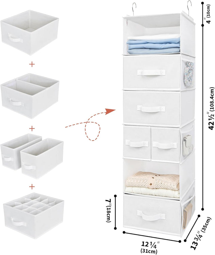GRANNY SAYS Schrank Organizer Hängend, 1er-Pack Hängeregal mit Schubladen, Weiss Hängeorganizer Schr
