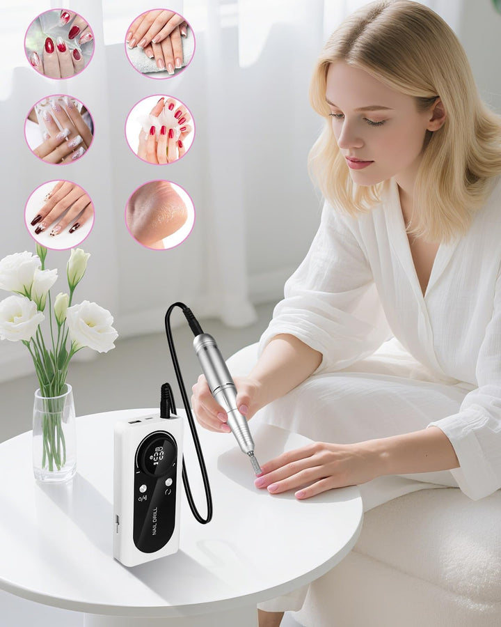 Nagelfräser,Elektrische Nagelfeile 45000 U/min,Fräser Nägel mit LED Display und Pause Funktion,USB A