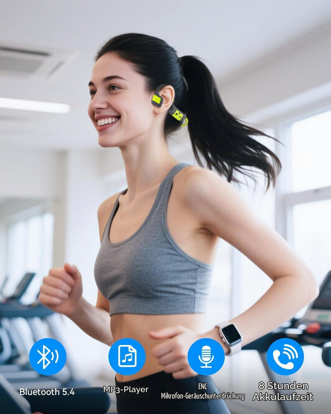MONODEAL Knochenschall Kopfhörer Schwimmen Bluetooth 5.4 IP68 Unterwasser 8G MP3 Open Ear Sport-Kopf