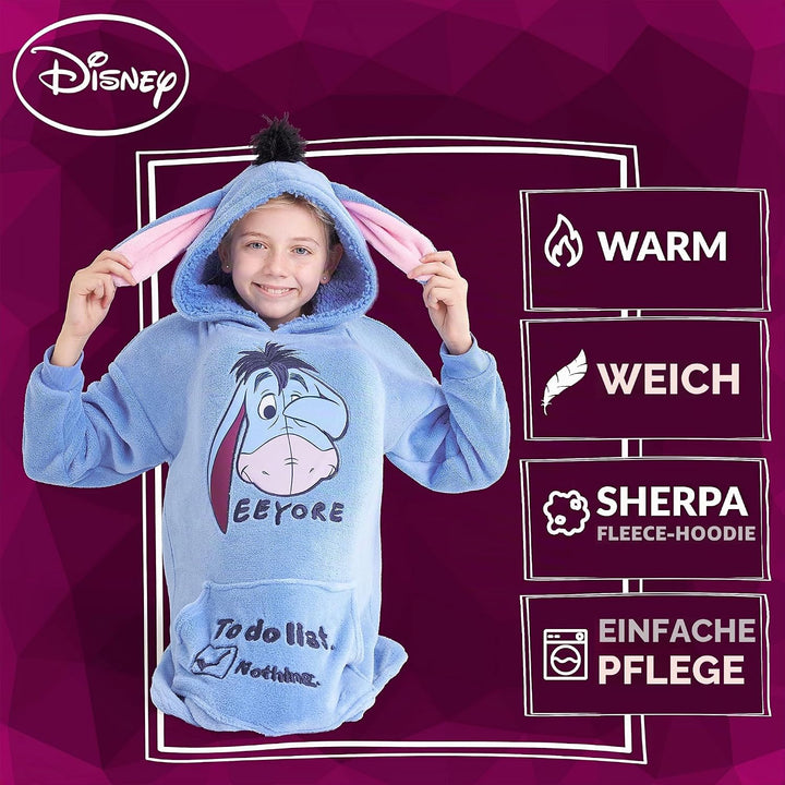 Disney Stitch Kapuzenpullover Mädchen, Übergrosse Hoodie Decke Kinder mit Sherpa-Kapuze und Kängurut