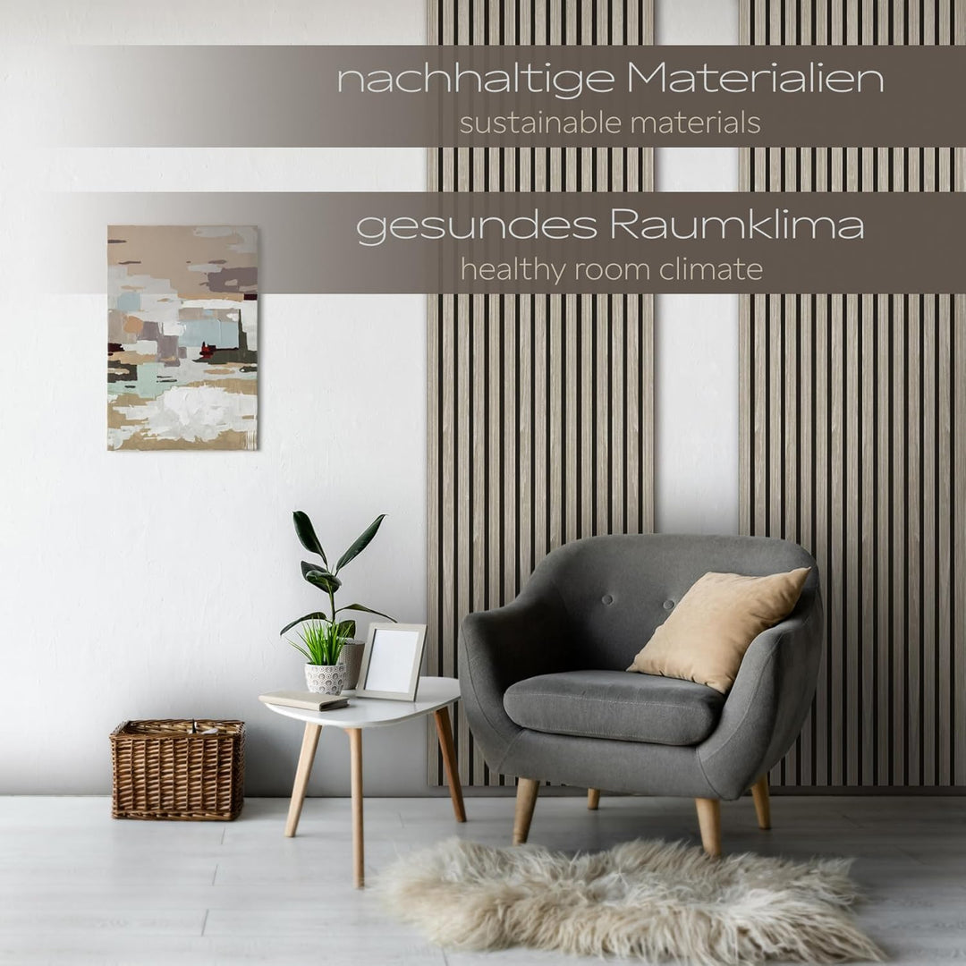HEXIM Akustikpaneele 118x60cm Holz Comfort - flexible Holzpaneele Platten Lamellenwand MDF Wandpanee