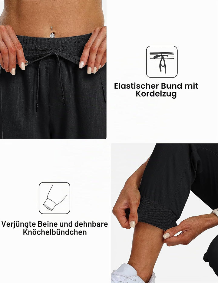 JINSHI Damen Wanderhose Cargohose Leichte Jogginghose Freizeithose Atmungsaktiv Funktionshose Outdoo