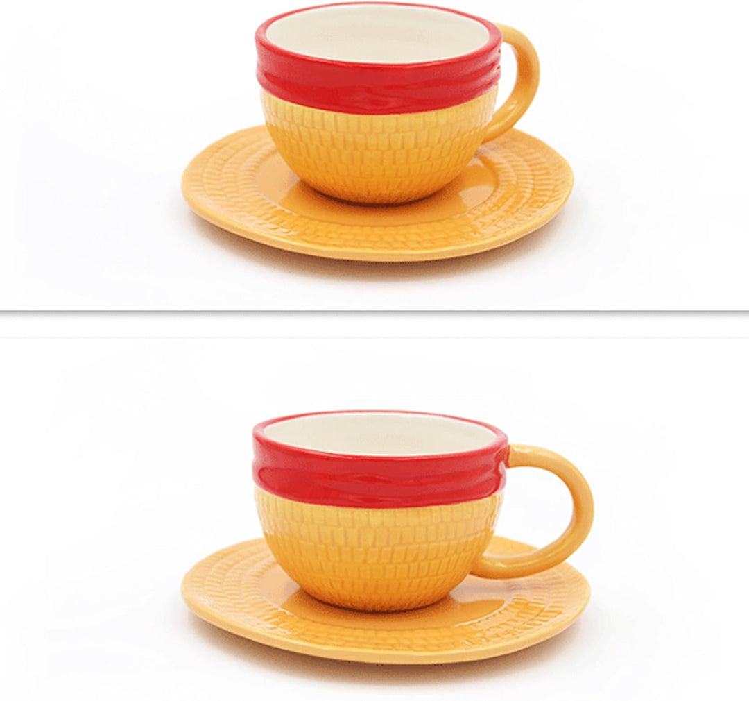 Roffatide Anime One Piece Kaffeetassen Monkey D. Luffy Strohhut Keramik Kaffee Tee Milch Tasse Büro