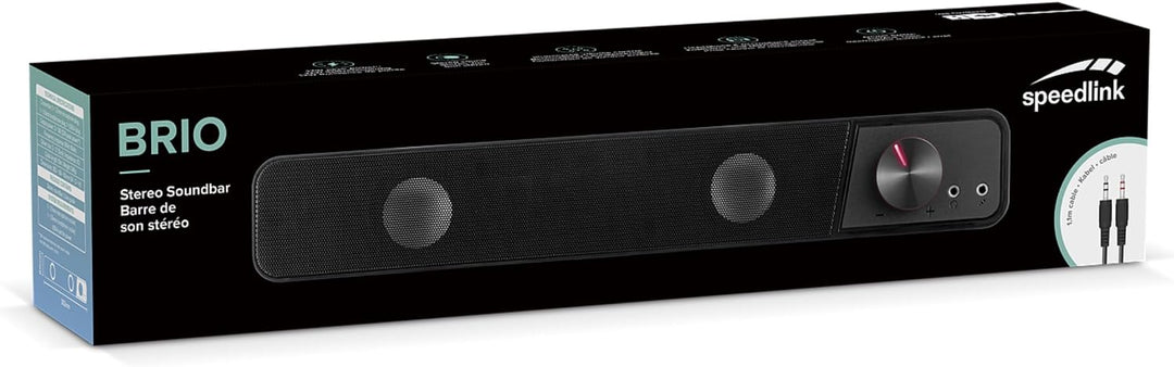 Speedlink BRIO Stereo Soundbar – Computer-Soundbar, exzellente Audioqualität, 12 Watt, 2x 3,5mm-Klin